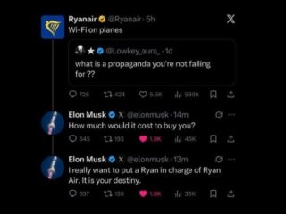 Korisnici X-a savjetuju Musku da preuzme Ryanair