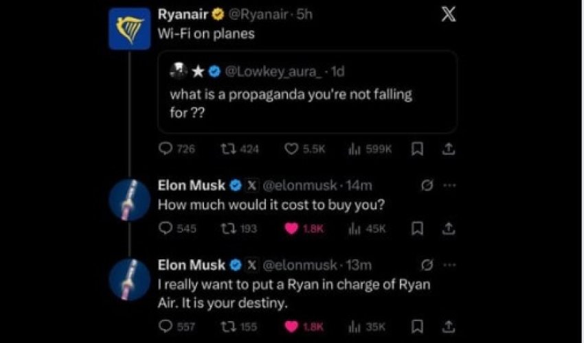 Korisnici X-a savjetuju Musku da preuzme Ryanair